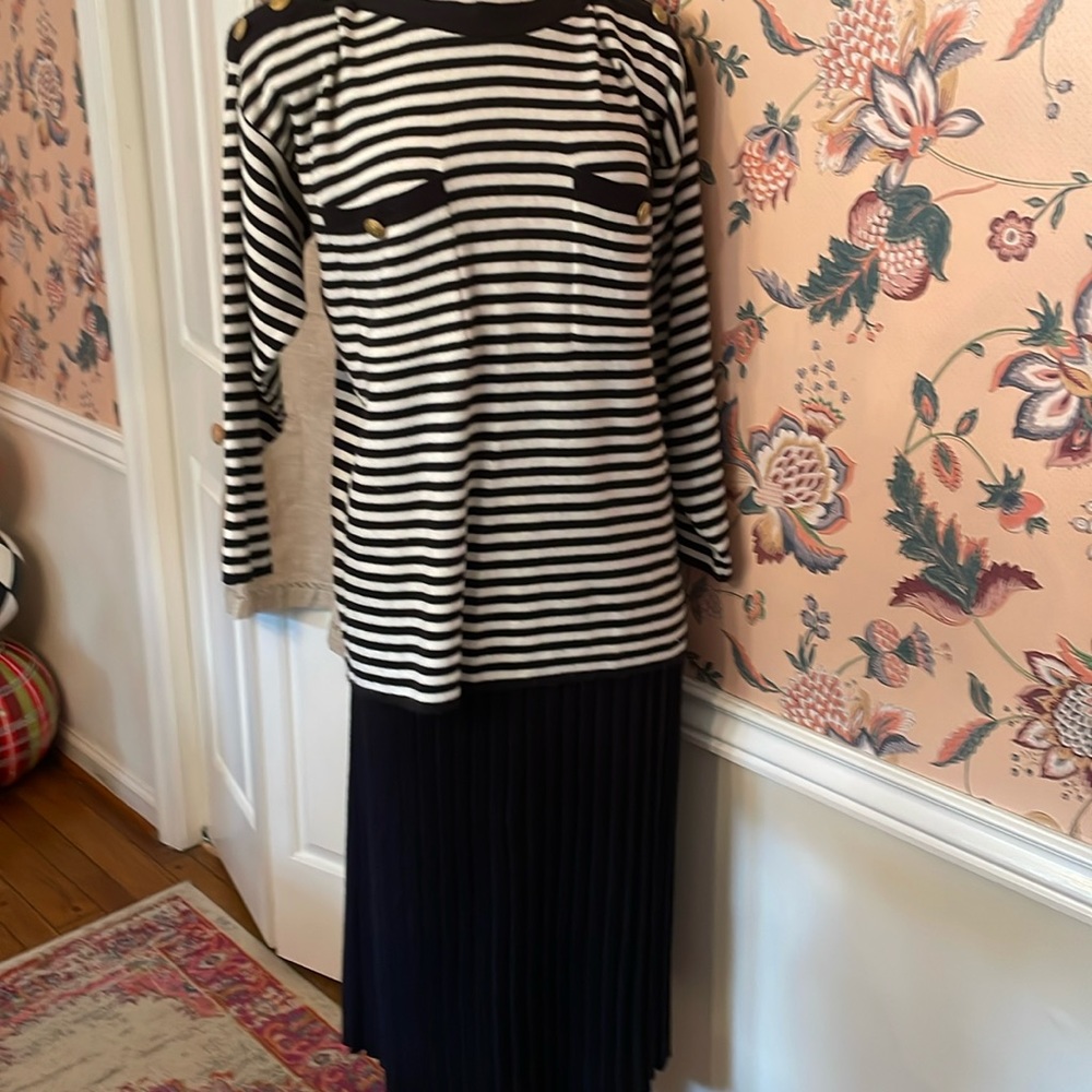 Adolfo II 30% lambswool two piece dress, nautical theme